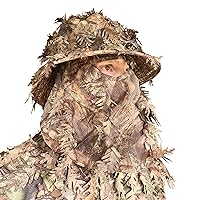 QuikCamo Realtree & Mossy Oak 3D Leafy Camo Face Mask Bucket Hat for Men Deer Duck and Turkey Hunting (Fully Adjustable OSFM)