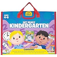 School Zone - Get Ready Kindergarten Learning Playset - Ages 4-6, Workbooks, Flash Cards, Write & Reuse, Alphabet, Numbers 1-50, Sight Words, Stickers, Carrying Case, Pencil & Wipe-Clean Marker