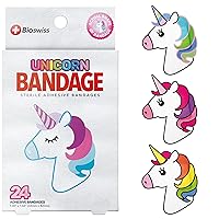 Bandages, Unicorn Shaped Self Adhesive Bandage, Latex Free Sterile Wound Care, Fun First Aid Kit Supplies for Kids, 24 Count