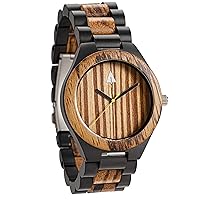 treehut Wooden Watches for Men, Great Japanese Quartz Analog, Stylish Exotic Watch with Adjustable Stainless Steel Clasp, Buckle, Made from Ebony and Walnut Wood, Relojes Hombre Mujeres