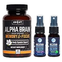 ONNIT Sleep + Focus Stack - Alpha Brain (90ct) + Melatonin Spray (Lavender & Mint)