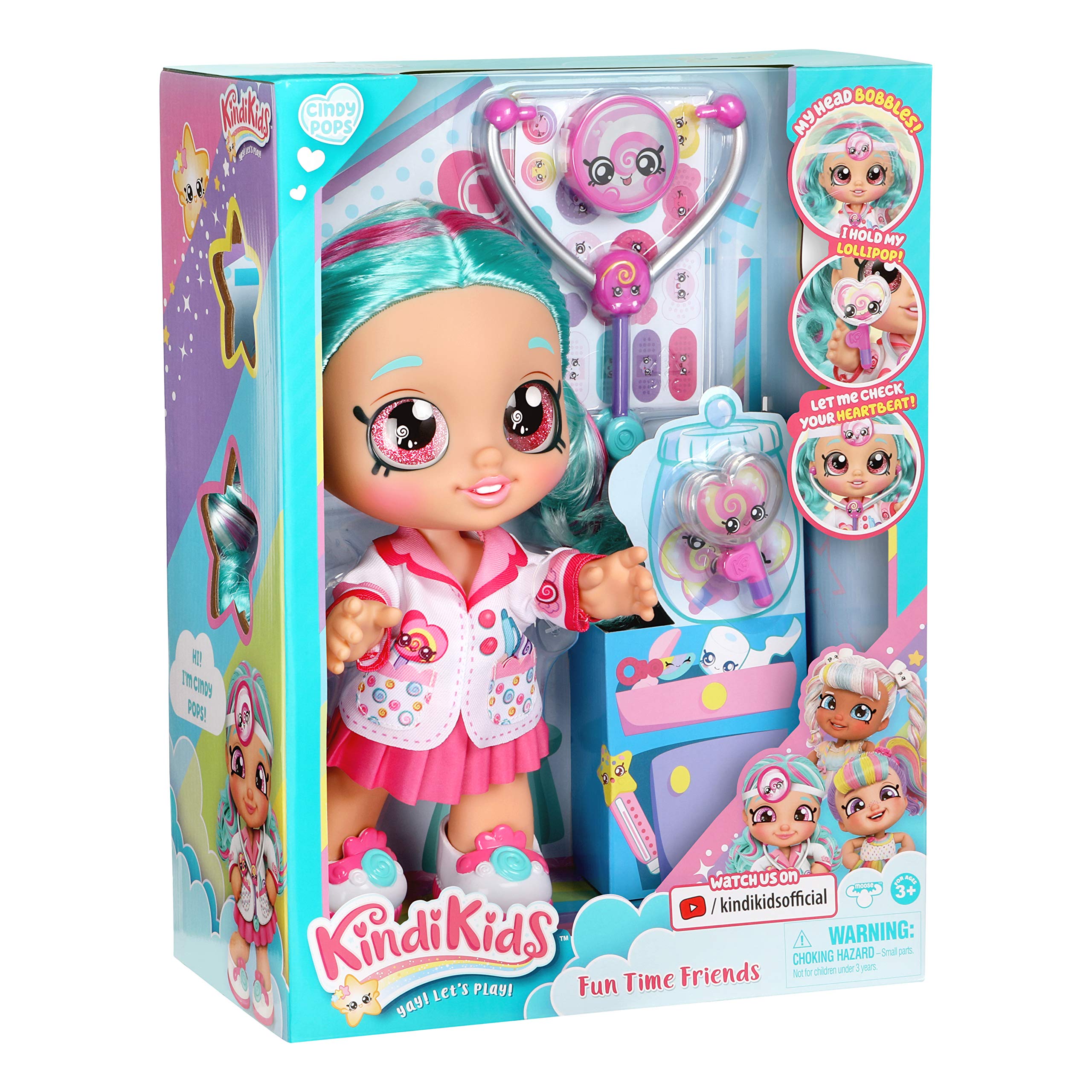 Kindi Kids Fun Time 10 Inch Doll, Dr Cindy Pops with Stethoscope and Shopkins Inspired Lollipop| Changeable Clothes and Removable Shoes | for Ages 3+