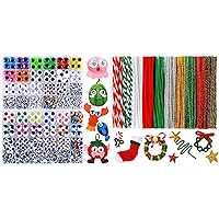 180pcs Christmas Pipe Cleaners + 2310pcs Googly Wiggle Eyes, Art and Craft Supplies.