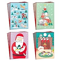 Hallmark Boxed Christmas Cards, Cats and Dogs (4 Designs, 12 Cards and Envelopes)