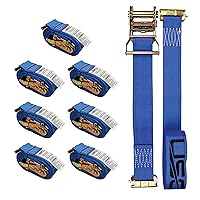 E-Track Ratchet Straps (8-Pack), 2 Inch x 20 Foot Heavy Duty Blue E-Track Straps with Spring E-Fittings, 1,467 lbs. Working Load Limit, Logistic Ratchet E Track Straps for Cargo Vans