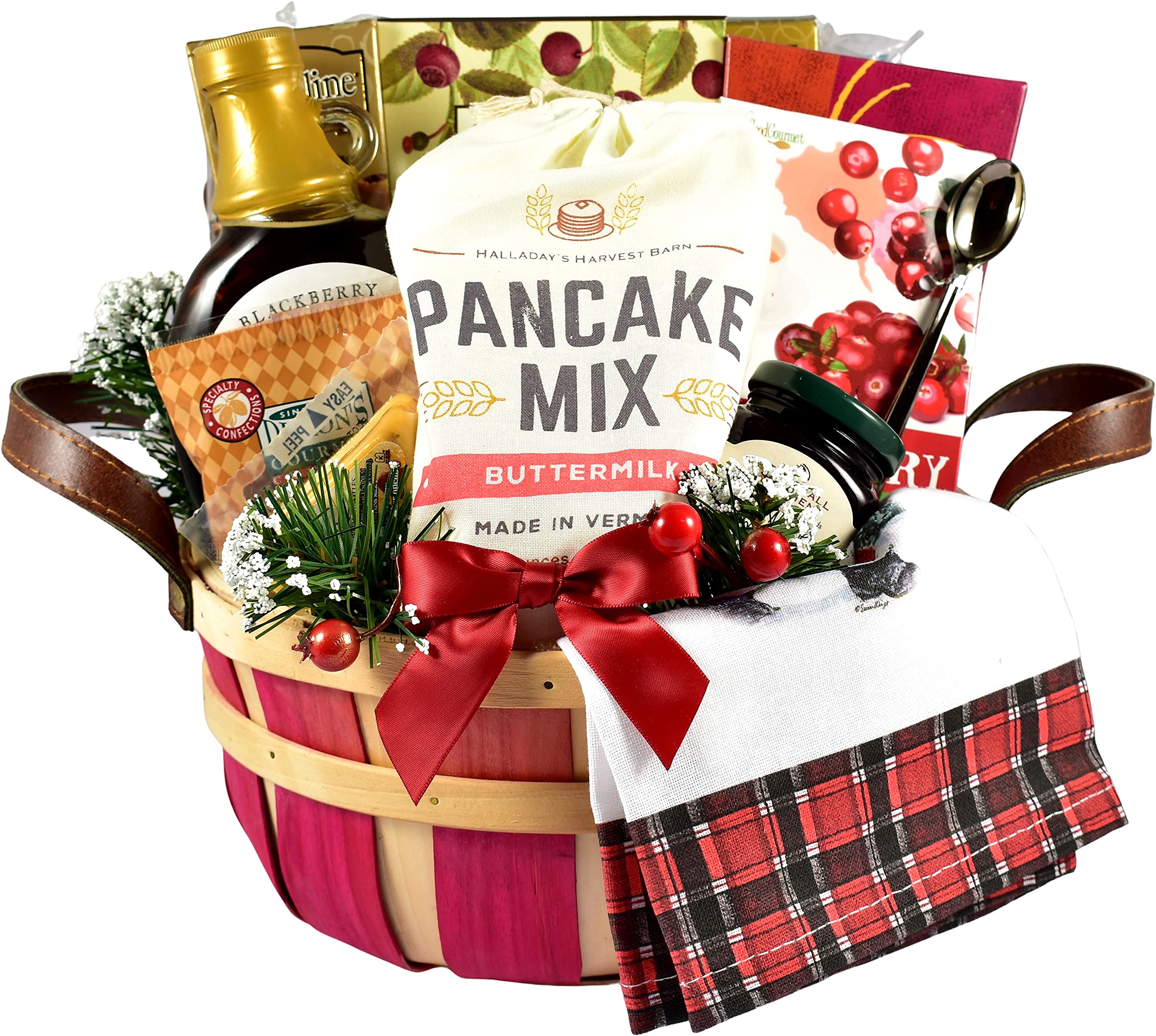 Country Christmas Breakfast Basket - A Classic Morning Breakfast Kit Filled with Mouth Watering Flavors for Family or Friends (Large)