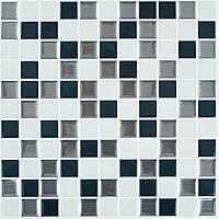 RoomMates TIL4127FLT StickTiles Black and White Metallic Checkerboard Peel and Stick Tile Backsplash
