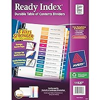 Avery Jan-Dec Tab Dividers for 3 Ring Binders, Customizable Table of Contents, Multicolor Tabs, 24 Sets (11127)