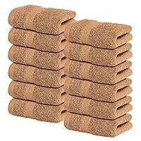 Infinitee Xclusives Premium Wash Cloths for Showering [13x13], 100% Cotton washcloths [12 Pack], Soft and Absorbent Face Towels for Bathroom, Gym, and Spa (Cosmic Sand, Washcloths)