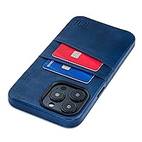 Dockem Card Case for iPhone 14 Pro Max with Built-in Metal Plate for Magnetic Mounting & 2 Pockets: Exec M2 Premium Synthetic Leather Wallet Case (iPhone 14 Pro Max, Navy)