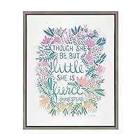 Kate and Laurel Sylvie Little Fierce Lavender and Mint Framed Canvas Wall Art by Cat Coquillette, 18x24 Gray, Inspirational Art for Wall