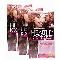 Loreal Healthy Look Hair Dye, Creme Gloss Color, Medium Red Brown 5R, 1 ct (Pack of 3)