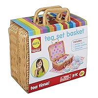 Alex Pretend & Play Tea Time Basket Kids Tea Set, 19 Piece