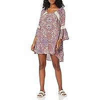 Angie Juniors' Shift Dress with Crochet Insets