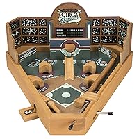 Baseball Pinball Tabletop Skill Game - Classic Miniature Wooden Retro Sports Arcade Desktop Toy for Adult Collectors and Children by Hey! Play! (951951BKT) , Tan