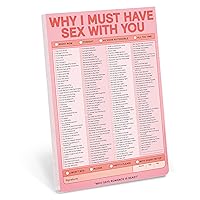 Knock Knock Why I Must Have Sex With You Pad, Sexy Checklist Note Pad, 6 x 9-inches (Pink/Red)