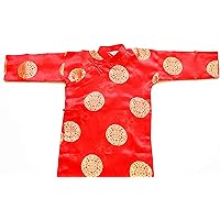 áo dài, Vietnamese Traditional Dress for Children - Red áo dài for Boys Size#6 - Similar to US Size 4T