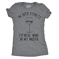 Womens Im Into Fitness Fitness Wine in My Mouth Tshirt Funny Drinking Vino Tee for Ladies