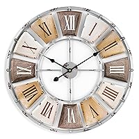 Decorative Large 24-Inch Wall Clock for Living Room, Vintage Industrial Modern Rustic Farmhouse Style, Oversized Roman Numeral Clock, Modern Wall Clock, Ideal Room Décor