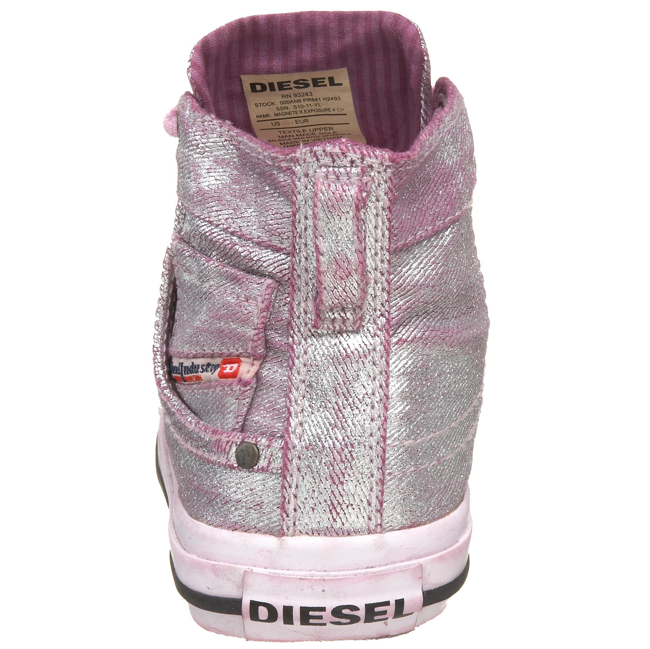 Diesel Toddler/Little Kid Magnete Exposure Sneaker ,Silver/Festiv.Fichsi,3.5 M US Big Kid