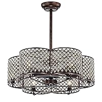 Warehouse of Tiffany CFL-8421RB Linza 30-Inch Rustic Bronze & Crystal Fandelier Flower Lighted (Incl Remote Control) Ceiling Fan