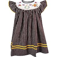 Baby Toddler Little Girls Holidays Thanksgiving Christmas Classic Faux Smocked Embroidered Dresses