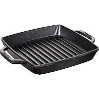 Staub 40511-728-0 Grill & Frying Pan, Pure Grill Square, Black, 9.1 inches (23 cm), Double Handed, Cast Iron, Enamel, Induction Compatible
