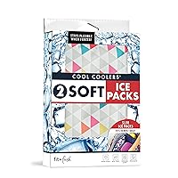 Cool Coolers by Fit & Fresh 2 Pack Soft Ice, Flexible Stretch Nylon Reusable Ice Packs for Lunch Boxes & Coolers, Multi-Colored