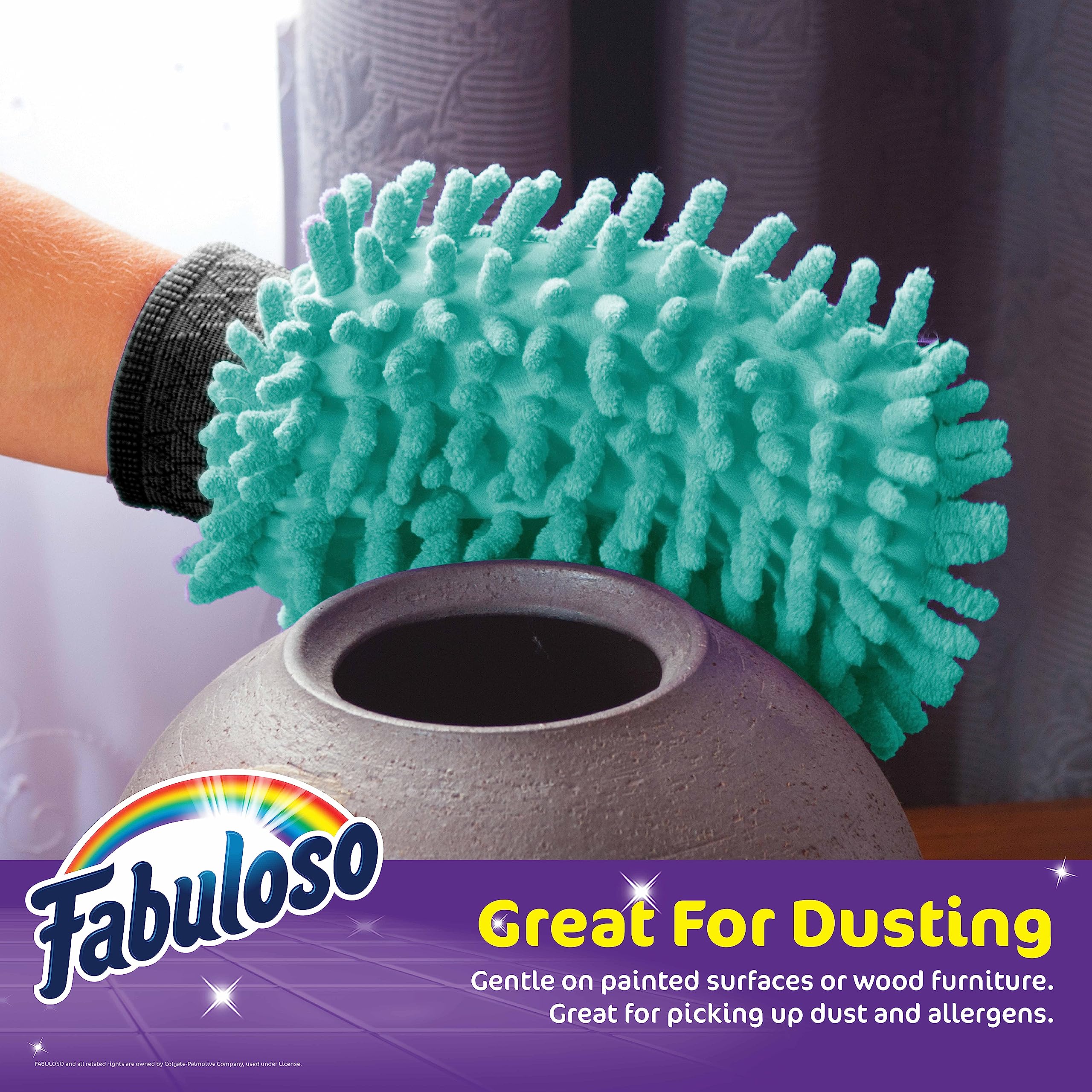 Fabuloso Microfiber Cleaning Mitt, Teal, One Size Fits All | Lint-Free, Scratch-Free Cleaning Glove for Surfaces and Furniture | Microfiber Dustless Hand Cloth for Bold and Bright Cleaning Experience