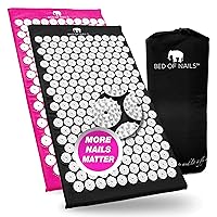 The Comfortable Acupressure Mat - 2 Pack Premium Acupuncture Mats for Back Pain Relief, Increased Energy, Relaxation, FSA/HSA Eligible, Carry Bag, Black & Pink