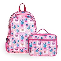 Wildkin 15 Inch Kids Backpack Bundle with Lunch Box Bag (Llamas and Cactus)