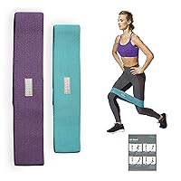 Gaiam Restore Booty Bands Resistance Loops Hip Band Circle, Set of 2 Bands for Women & Men in Progressive Resistance for Legs, Butt, Thigh, Squats, Ankle, Exercise Guide Included, 1 EA, Purple/Teal