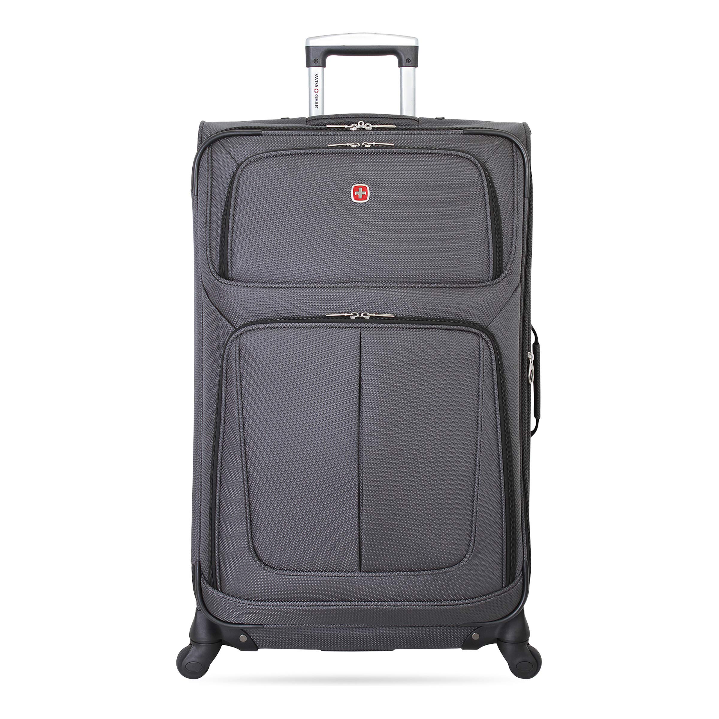 SwissGear Sion Softside Expandable Roller Luggage, Dark Grey, Checked-Large 29-Inch