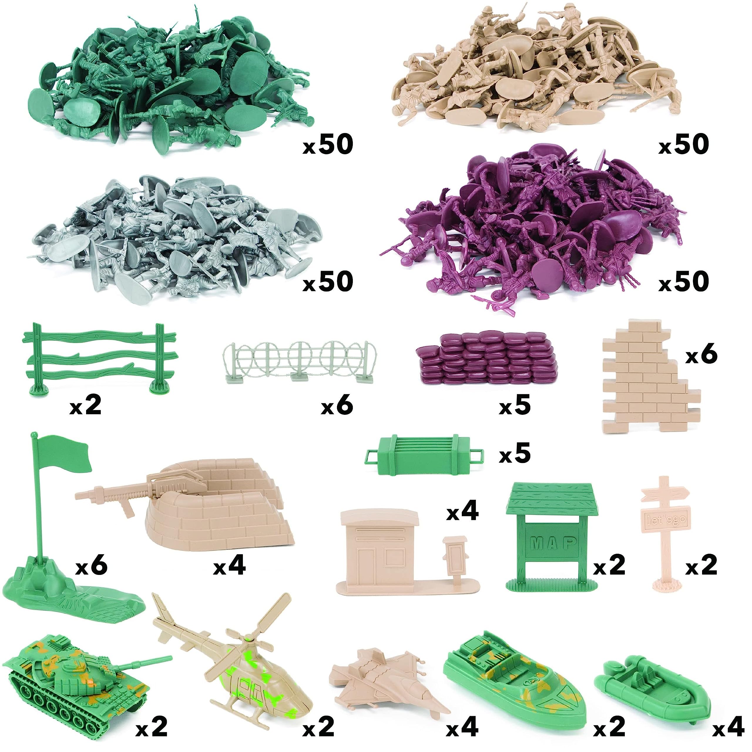 Imagination Generation Army Men Big Battle Playset Deluxe Army Toys and Green Army Men - Set Includes Tan and Green Army Men, Tanks, Jets, Walls, Helis, Battlefield Mat and More (260 pcs)