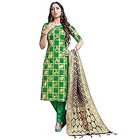 Women's Customized Readymade Indian Pakistani Dress | Banarasi Art Silk Stitched Woven Salwar Kameez Dupatta Suit