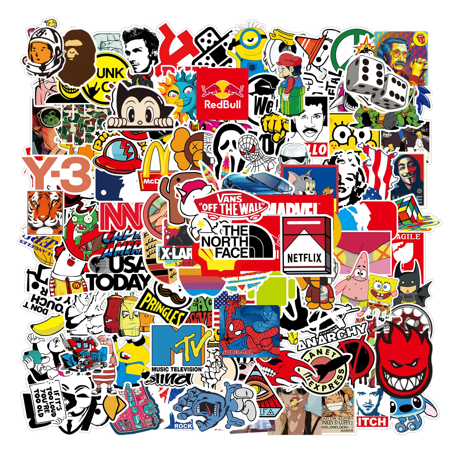 Random Stickers Decals 106 Pack for Skateboard Helmet Laptop Bicycle Hypebeast Bomb Stickers