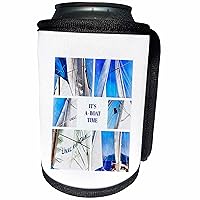 3dRose Its About Time Boat Pun Sailing Boat Artistic Collage - Can Cooler Bottle Wrap (cc-371004-1)