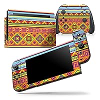 Compatible with Nintendo Switch Joy-Con Only - Skin Decal Protective Scratch-Resistant Removable Vinyl Wrap Cover - Vector Gold & Purple Aztec Pattern V32
