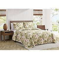 Tommy Bahama Topical Orchid Collection Quilt Set-100% Cotton, Reversible, Ideal for All Seasons, Pre-Washed for Added Softness, King, Green (Tropical Orchid Green, King)
