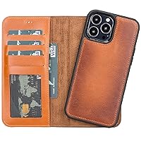 VENOULT Compatible with iPhone 13 Pro Wallet Case for Man or Women, Genuine Leather Magnetic Detachable Luxury Folio Cover, Wirelss Charge, RFID, First Class Handmade Workmanship