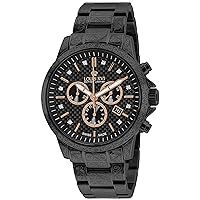 Palais Royal men's watch, steel strap, black carbon, with diamonds, analogue quartz chronograph, stainless steel, 894