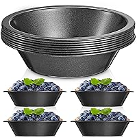 8 Pieces 4 Inch Mini Pie Pan Black Tins Round T Pans for Baking Carbon Steel Pizza Nonstick Plate Small Bakeware Set Oven Air Fryer Cake Bread Meat Dessert