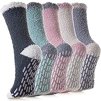 SDBING Non Slip Socks Fuzzy Socks with Grips for Women Hospital Socks with Grips for Women Slipper Socks