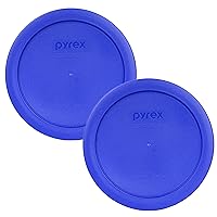Pyrex 7201-PC Cadet Blue Round 4 Cup Plastic Storage Lid, Made in USA - 2 Pack
