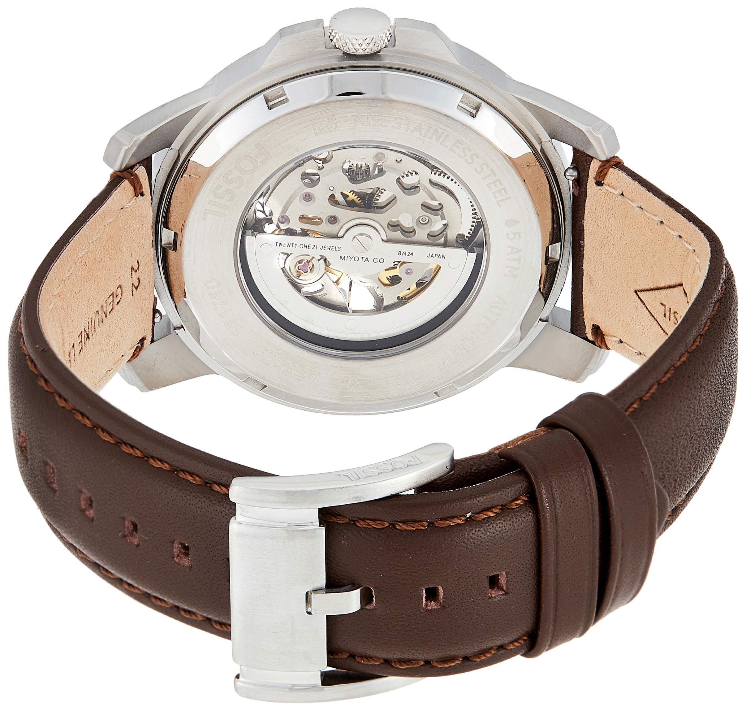 Fossil Men's ME3052 Grant Two-Hand Automatic Self Wind Leather Watch - Brown