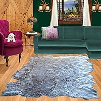Large Shag Area Rug - Random Edge - Faux Fur Sheepskin - Room Size Carpet - Soft Shaggy Plush Designer Accent (10'x12', Gray)