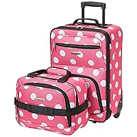 Rockland Fashion Softside Upright Luggage Set, Expandable, Pink Dots, 2-Piece (14/19)