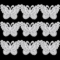 PAGOW 38PCS Ivory Butterfly Crochet Lace Doily Dessert Pad Afternoon Tea Cushion for Wedding Home Coffee Shop 5X7.5cm(2.91 x 2.17 inch)
