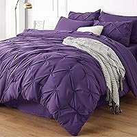 Bedsure California King Comforter Set - Cal King Bed Set 7 Pieces, Pinch Pleat Purple Cali King Bedding Set with Comforter, Sheets, Pillowcases & Shams