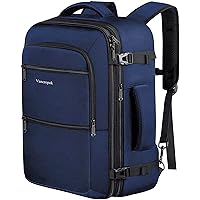 Vancropak Carry On Backpack, Expandable Large Travel Backpack for Men/Women, 40L Airplane Approved Luggage Backpack Business Weekender Bag, Lightweight Water Resistant Daypack for Flight, Blue